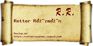 Retter Rézmán névjegykártya
